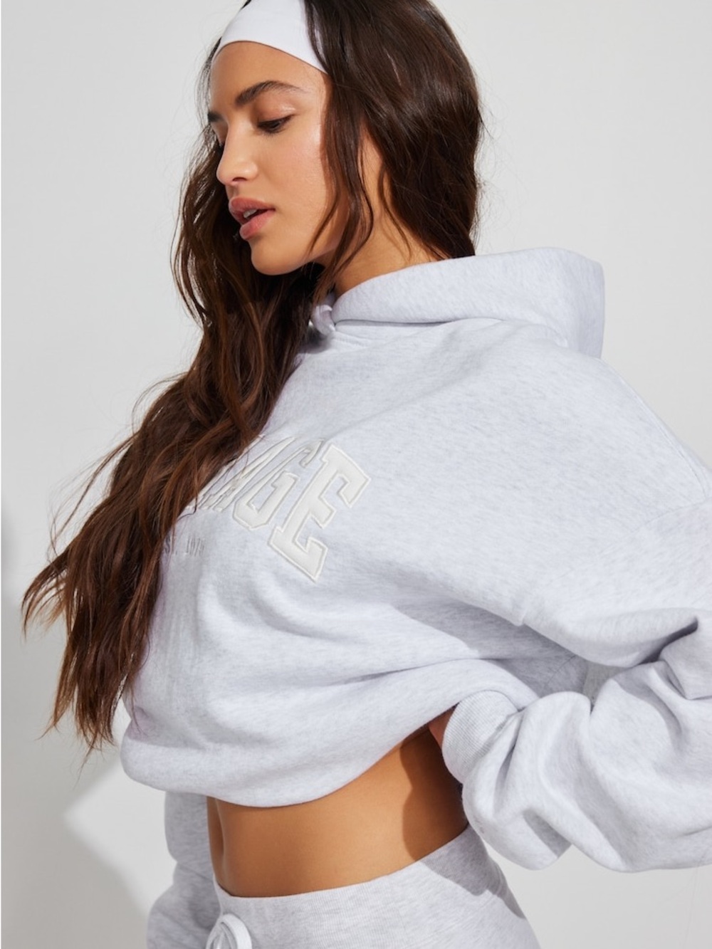 NWOT Garage Ultra Fleece oversized hoodie with pockets size s/m gray/snow white - Picture 4 of 12